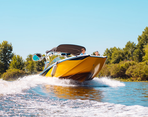 yellow boat on a lake